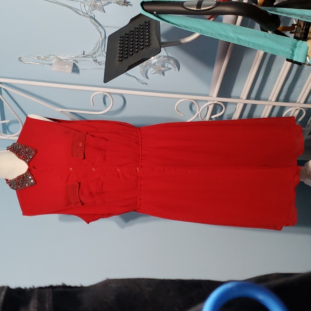 Beaded Collar Sleeveless Dress